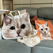 將圖片載入圖庫檢視器 客製化禮物貓咪插畫大頭Totebag
