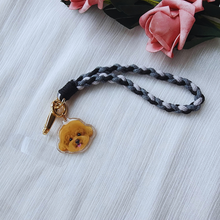 將圖片載入圖庫檢視器 客製化寵物似顏繪電話手繩黑灰色