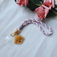 將圖片載入圖庫檢視器 客製化寵物似顏繪電話手繩紫粉色