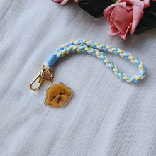 將圖片載入圖庫檢視器 客製化寵物似顏繪電話手繩黃藍色