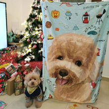 將圖片載入圖庫檢視器 客製貴婦狗似顏繪珊瑚絨被