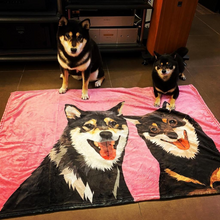 將圖片載入圖庫檢視器 客製化柴犬插畫珊瑚絨被