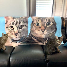 將圖片載入圖庫檢視器 客製化虎斑貓插畫珊瑚絨被