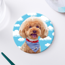 將圖片載入圖庫檢視器 客製化禮物毛孩似顏繪陶瓷吸水杯墊