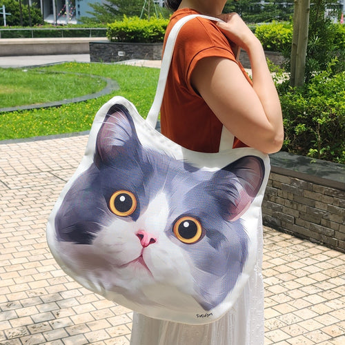客製貓貓似顏繪大頭Totebag