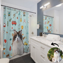 將圖片載入圖庫檢視器 custom pet shower curtain 客製手繪寵物肖像浴簾
